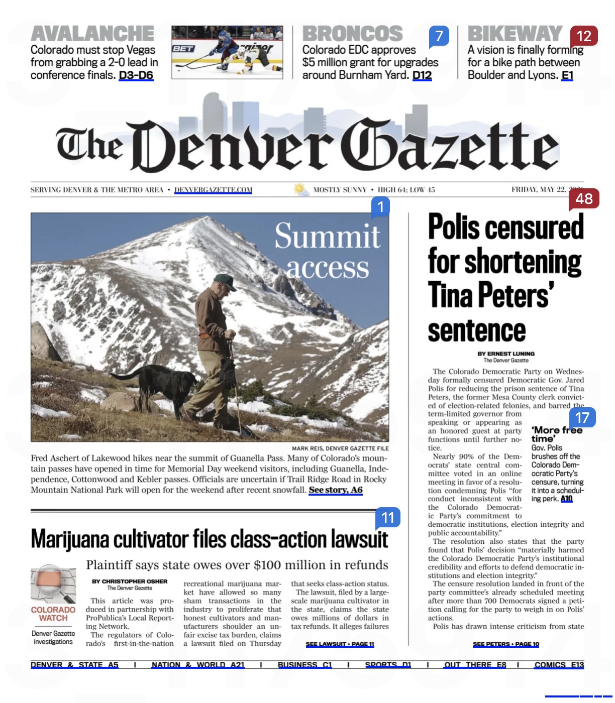 Front page · FRI · MAY 22, 2026